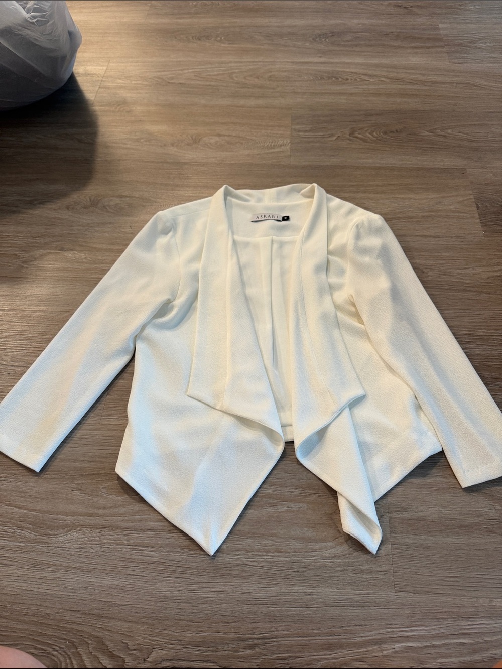 Asari Cream Open-Front Draped Blazer Jacket
